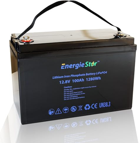 EnergieStor LiFePO4 Batteries Rechargeable Lithium Iron Phosphate Pack for Leisure, Solar, Caravan, Camping and Off-Grid Systems (100Ah Battery)