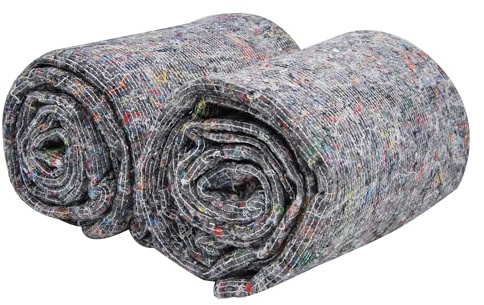 REDLACK - Lot de 2 Couvertures de Déménagement 150x200 cm – Protection Meubles Transport Stockage travaux – Textile Recyclé 350g/m² Gris