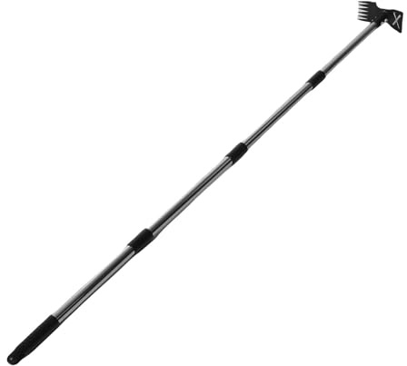 Fockety Désherbeur Manuel à Long Manche de 152 cm, râteau à désherber Manuel 2 en 1 et houe de Jardin à 6 Griffes, avec Manche en 3 Sections, pour Jardin, pelouse et Cour.