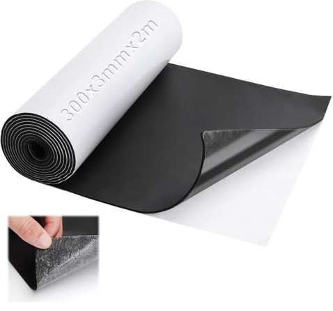 Rotolo di Schiuma Autoadesiva in Neoprene, 300 mm x 2m x 3mm imbottitura in gomma espansa con retro adesivo Isolante Termico e Acustico per Porte Finestre Tappetini Mobili Protezioni Pavimenti