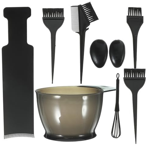 PRETYZOOM Kit pour Coloration Cheveux Professionnel Pinceau à Teinture et Bol en Plastique, Peigne Flexible pour Racines, Accessoires pour Salon de Coiffure Plusieurs styles