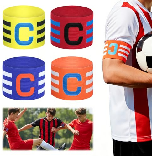 Aysatogc 4 Stück Kapitänsbinde Verstellbare Captain Arm Bands for Soccer Kapitänsbinde Kinder Elastic Fussball Capitan Armbinden für Erwachsene Junior Viele Sportarten