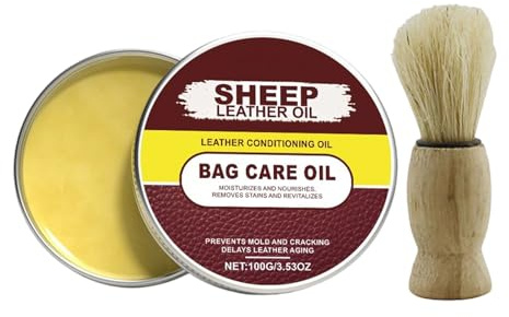 Ablandador De Cuero - 4,88 Pulgadas 3,53 Oz De Pulido Natural Con Cepillo | Crema De Cuidado Para Zapatos, Para Proteger Y Conservar Chaquetas Craqueladas Y Descoloridas Por El Sol, Heces