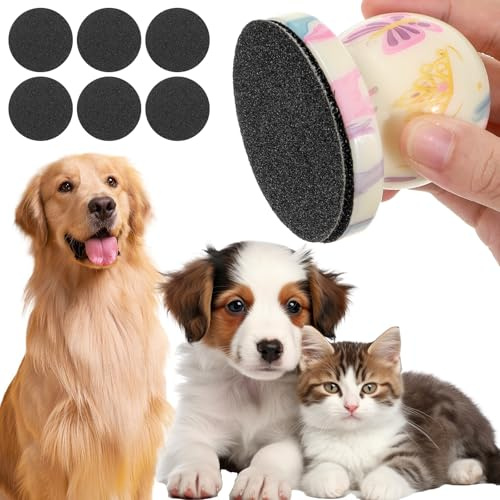 CIATBYYJ Lima per unghie per cani con 6 dischi sostituibili, per una cura sicura e facile delle unghie, la tavola antigraffio per unghie per cani e gatti assicura unghie lisce e sane per cani e gatti