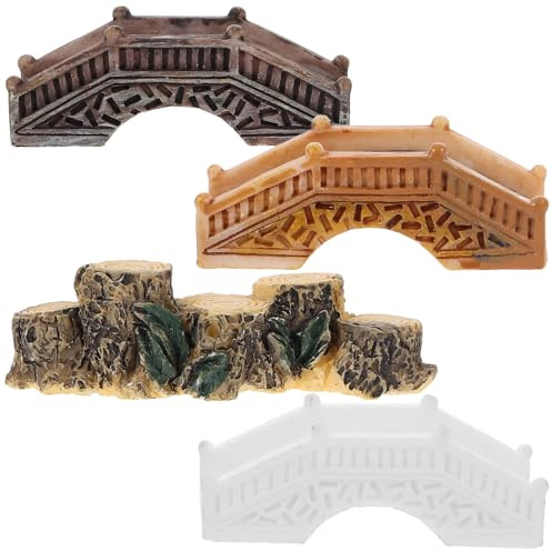 VALICLUD 4 Stück Kleiner Kunststoff Bogenbrücken Miniatur Vintage Gartenbrücken Dekoration Wetterbeständig für Innen und Außendekor