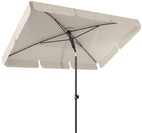 Outsunny Parasol de jardin 183 x 122 cm avec manivelle, inclinaison, parasol extérieur rectangulaire à 4 baleines, en métal et polyester, pour cour ou balcon, beige