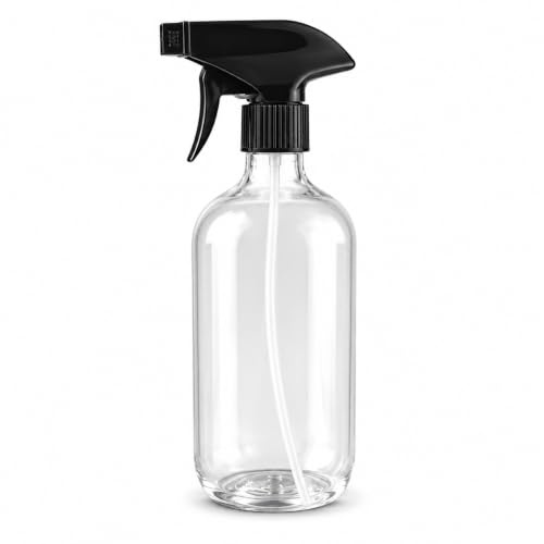 500ml Clear Empty Spray Bottle, Refillable Plastic Trigger Sprayer with Mist & Stream Settings, Reusable Cleaning Spray Bottles for Home, Garden, Plants, Hair, Essential Oils, Cleaning Solutions