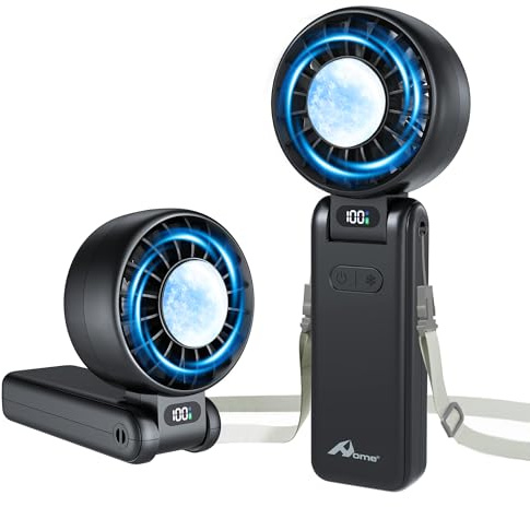 Home Electrical Appliance Ventilador Portátil con Refrigeración por Hielo, Enfriamiento en 3 s, Recargable, 5 Velocidades, hasta 9 m/s,carga USB-C,para Viajes, Oficina y Exterior