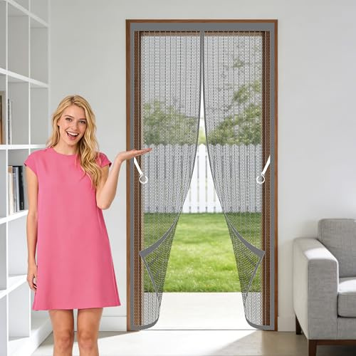 Mosquitera Magnética para Puertas 137 x 200 cm Varios Tallas Cortinas Mosquiteras Puertas Resistente para Puerta Exterior de Balcón Patio, Gris