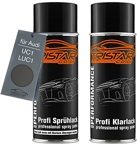 TRISTARcolor Autolack Spraydosen Set für Audi UC1 / LUC1 Felgen Titanium Metallic Basislack Klarlack Sprühdose 400ml