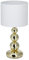 Relaxdays 10024789 Table Socle métal Lampe de Chevet Abat-Jour Tissu Design Boule, HxD: 50 x 25 cm, Or, Blanc/Doré