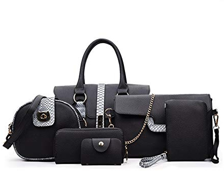KEEPOP Frauen Designer Geldbörsen und Handtaschen Set Satchel Umhängetaschen Totes 6pcs Clutch Wallet