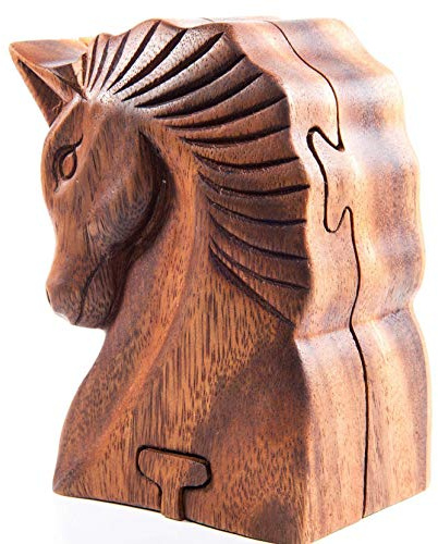 Windalf Geschenkdose Schmuckdose SLEIPNIR 10.5 cm Glücks Pferd Geschenkbox Celtic Schmuck Kästchen Handarbeit aus Holz