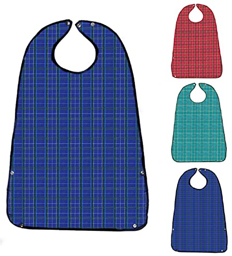 Bacaby Adult Bibs for Eating (3 Pack) - Washable Reusable Waterproof Clothing Protector with Crumb Catcher - Bibs for Seniors for Eating at Mealtime 30 L x 19.5 Men/Women - Unisex