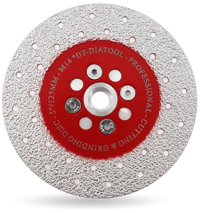 DT-DIATOOL Diamantscheibe 125 mm x M14 Vakuumgelötet Trennscheibe und Schleifscheibe für Granit Beton Marmor Stein