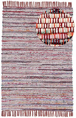carpetfine Flachgewebeteppich Kelim Chindi Rot 120x170 cm | Moderner Teppich für Wohn- und Schlafzimmer