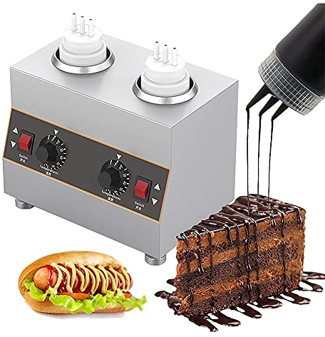 MNSSRN Calentador de Salsa de Comida eléctrica Comercial, Mermelada multifunción para el Calentador de Fondue de Queso de Chocolate con 1-3 Botellas de Salsa de compresión,2