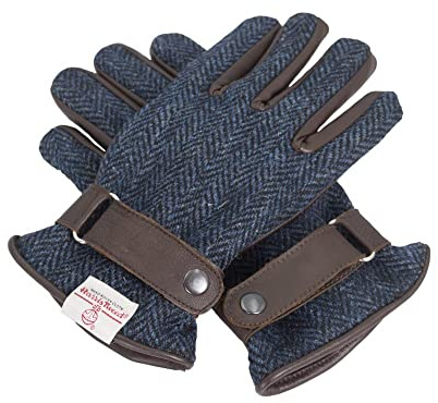 WALKER AND HAWKES - Harris Tweed Hallbrook Gloves - Midnight Blue - X-Large