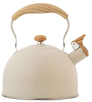 2,5 L Bouilloire À Siffle, Bouilloires À Thé en Inox, Théière À Sifflet Avec Poignée en Bois, Bouilloire avec Sifflet Fort