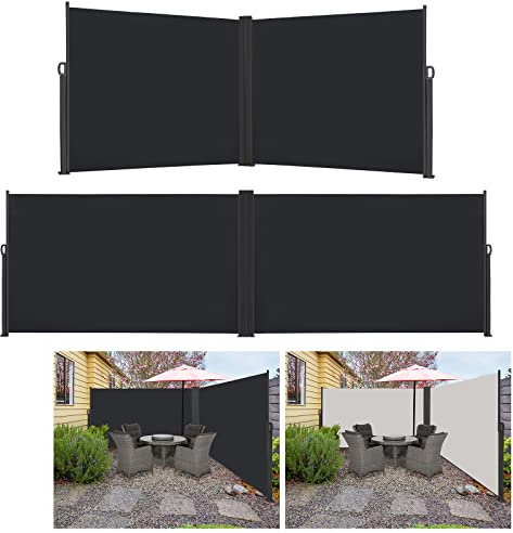 HENGMEI Doppelseitenmarkise Seitenmarkise Ausziehbar Markisen Sonnenschutz Balkon Sichtschutz für Balkon Terrasse Garten Aussen(180x600cm, Anthrazit)