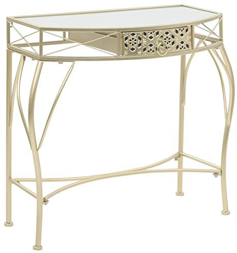 Chenshu Beistelltisch, Tabletttisch, Blumenhocker, Nachttisch, Couchtisch, Wohnzimmer, Nightstand, Französischer Stil Metall 82x39x76 cm Golden