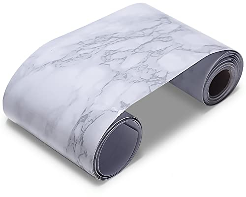 YXHZVON Bordo della Parete Autoadesiva, Lastra di Marmo Autoadesiva 10 x 500 cm, Adesivi per Piastrelle del Soggiorno del Bagno della Cucina, Carta da Parati Bordo Adesivo Murale (Grigio)