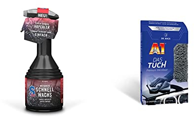 Dr. Wack – S100 Motorrad Schnellwachs 500 ml I Premium Motorrad-Wachs für monatelangen Abperl Effekt, Glanz & Lackschutz I Für alle Lacke & Kunststoffe & A1 DAS TUCH 40 x 40 cm Mikrofasertuch