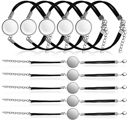 EXCEART 10 StüCk ArmbäNder Mit Cabochon Fassungen DIY | Schmuckherstellung ZubehöR Kunstleder ArmbäNder Mit Glaskuppeln FüR Dekoration