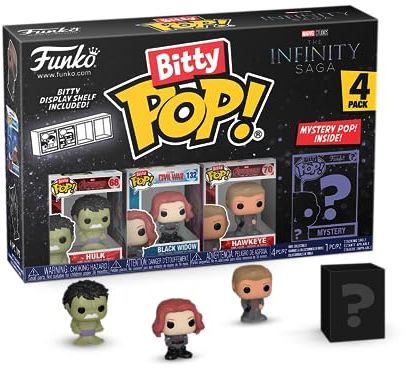 Funko Bitty Pop! Marvel - Hulk 4PK - Hulk, Black Widow, Hawkeye and A Surprise Mystery Mini Figure - 0.9 Inch (2.2 Cm) - Marvel Comics Collectable - Stackable Display Shelf Included - Gift Idea