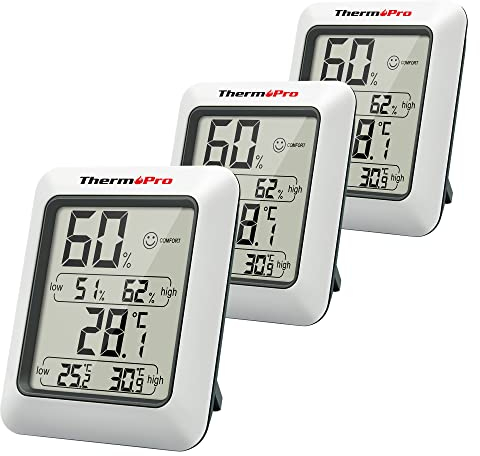 ThermoPro TP50-3 digitales Hygrometer Innen Thermometer Raumthermometer mit Aufzeichnung und Raumklima-Indikator für Raumklimakontrolle Klima Monitor
