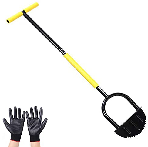 Sägezahn-Rasenkantenschneider, 96.5cm Halbmond-Rasenkantenschneider mit T-förmigem Griff für Rasenkanten, Langstieliges Kantenmesser Gartenkantenschneider für Garten Gehweg Blumenbeete