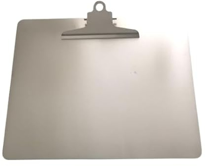 Detektierbares Edelstahl Klemmbrett A4 Querformat - Robust, Hygienisch, Industriequalität, Schreibplatte, Clipboard 32cm x 27cm, Lebensmittelecht, Pharma geeignet
