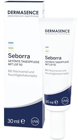 DERMASENCE Seborra Tinted day cream SPF 50 da 30 ml, Crema colorata viso coprente, Crema viso pelle grassa opacizzante e anti-rossori, Crema viso SPF 50 per una protezione elevata