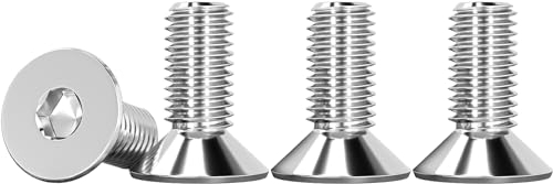 Drenky M6 Bolts, Screws Countersunk Bolts 304 Stainless Steel Screws M6 X 12mm Flat Head Hex Socket Cap Screws DIN 7991 / ISO 10642 Fully Thread Rustproof Machine Screws, 25 Pcs