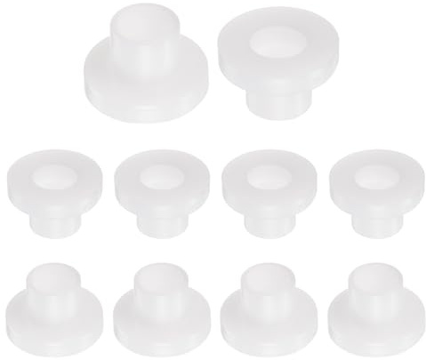 QUARKZMAN 10 Stück Flanschgleitlager Kunststoffbuchsen 8mm Bohrung x 10mm Außendurchmesser x 11mm Länge Nylonbuchsen, weiß