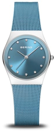 Bering Damen Quarz Uhr | Armbanduhr 27 mm Edelstahlgehäuse und Zifferblatt | Milanaisearmband | Saphierglas | 3 ATM | 12927
