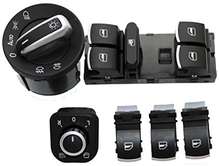 ZIxmix Car Headlight Switch Scheinwerferfenster-Steuerschalter/Passend for Jetta 6 Golf 5 6 / Passend for Touran Tiguan Caddy/Passend for Passat B6 CC 5ND 959 857 Headlight Switch