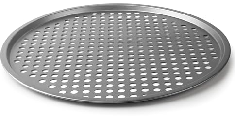 LACOR - 68470 - Teglia per Pizza, Teglia per Pizza Forata, Stampo Antiaderente, Collezione Delize, Senza PFOA, Forno, Adatto a Frigo e Congelatore, Acciaio al Carbonio, 33,5 cm, Altezza 1 cm