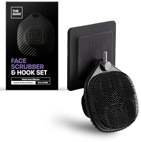 The Man - Scrub viso in silicone da uomo, esfoliante delicato, spazzola flessibile per il viso da uomo, rimuove la pelle morta e secca, routine di cura del viso, scrub viso e accessorio da bagno (1