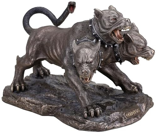 Veronese Design 5 1/4 pollici Cerberus il segugio delle Ade a tre teste in resina colata a freddo finitura bronzo figurina da collezione statua decorativa per la casa