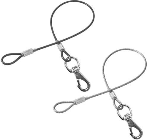 Mi Metty Chew Proof Dog Leash - 2Pack Metal Cable Lead,No Tangle Multiple Dog Leashes for Small and Medium Dogs- Heavy Duty Leash Extender for Collars & Harnesses(Black+Transparent, 20in/50cm)