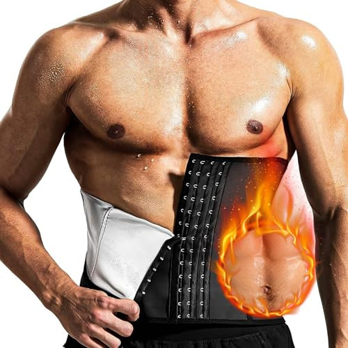 Bauchweggürtel Herren, Waist Trainer Herren Zum Abnehmen, Beschleunigender Schweißgürtel, Gewichthebergürtel Für Sport, Laufen, Taille Trimmer Gürtel,XL,Silver