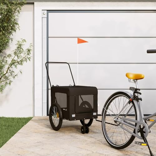 LAPOOH Fahrradanhänger Hunde Schwarz Oxford-Gewebe und Eisen, Fahrrad Anhänger, Lastenanhänger, Handwagen, Fahrrad-lastenanhänger, Lastenfahrrad - 93947