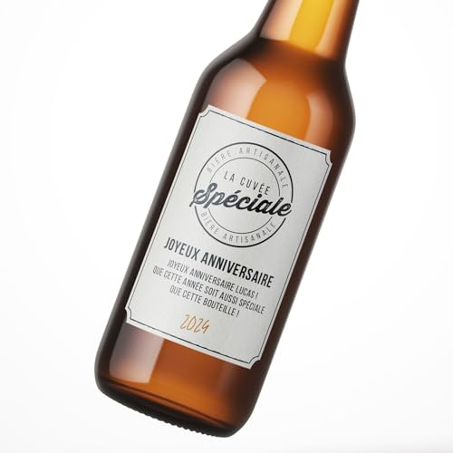 JIMPOSEMONSTYLE.COM selbstklebende Etiketten mit Text und Foto, für Bierflaschen, 25 cl und 33 cl, zur Geburt, Geburtstag, Hochzeit, Party, Geschenk, Format 7 x 9,5 cm
