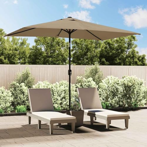 Gecheer Ombrellone con palo in Metallo 300x200 cm Tortora