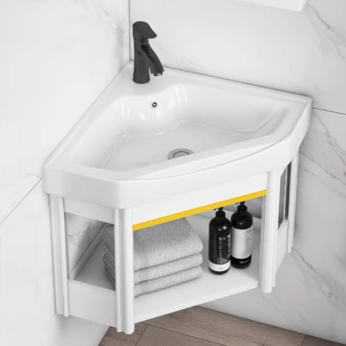 BRCYKRWY Kleines Eckwaschbecken Zur Wandmontage Mini Waschbecken Dreieckiges Wandwaschbecken Klein Waschbecken Gäste Wc Porzellan Kleines Eckwaschbecken Zur Wandmontage Keramik Eckwaschbecken