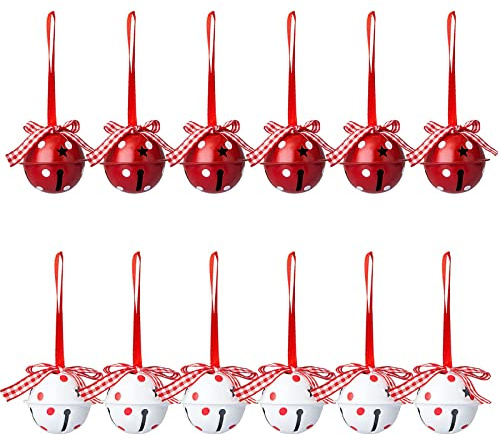 CVZQTE 40 Mm Weihnachtsbaum Glocken Schlittenglocke Zum Selbermachen Hängekugel 12 Stück Mit Schleife Einkaufszentrum Schaufensterdekoration