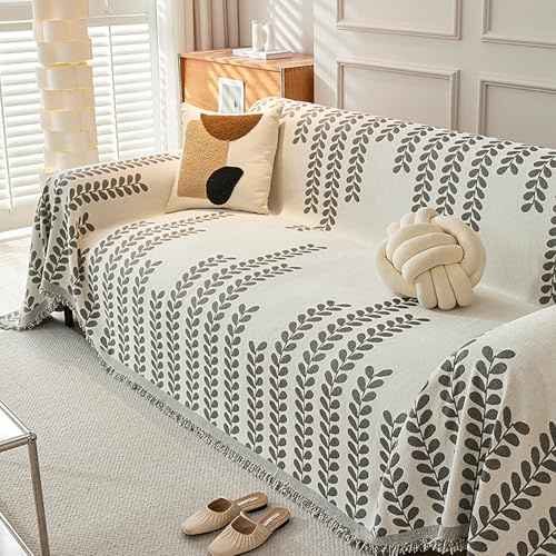 Homgo Chenille Sofa Überwurfdecke, Boho Sofabezug Couch Überzug, Katzen Kratzschutz für Sofa, Sofadecken für Sitzfläche rutschfest, Hund Katze Sofa Überwurf Sofaschutz