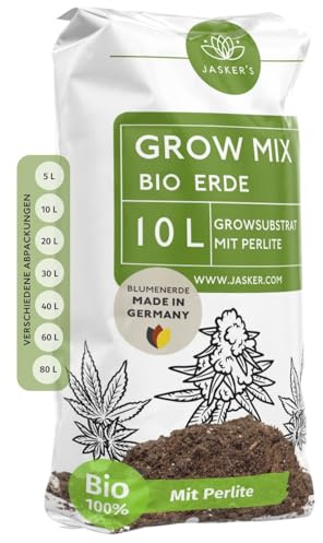 Bio Grow Erde 10 L - Substrat mit extra viel Perlite - Grow Bio Blumenerde lebenden Wurzelaktivator Mikroorganismen (Trichoderma) - Anzuchterde