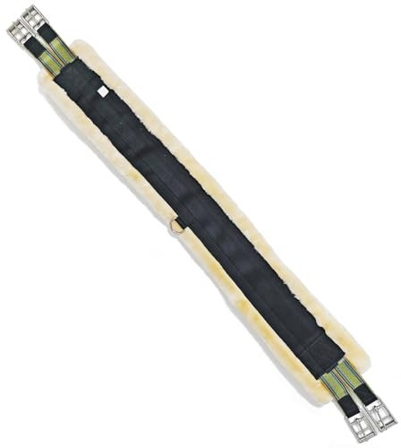 Fleece English Girth Horse Cinch Fleece Elastic Horse Girth Stainless Steel Girth Breathable Saddle Accessories Heavy-duty Horse Girth Equestrian Saddle Strap Horse Riding Equipment Padded English